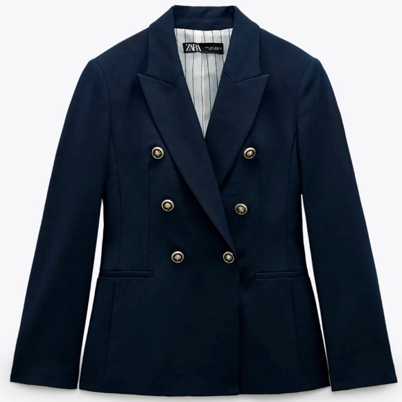 ZARA Double Breasted Gold Buttoned Blazer - Picture 11 of 13